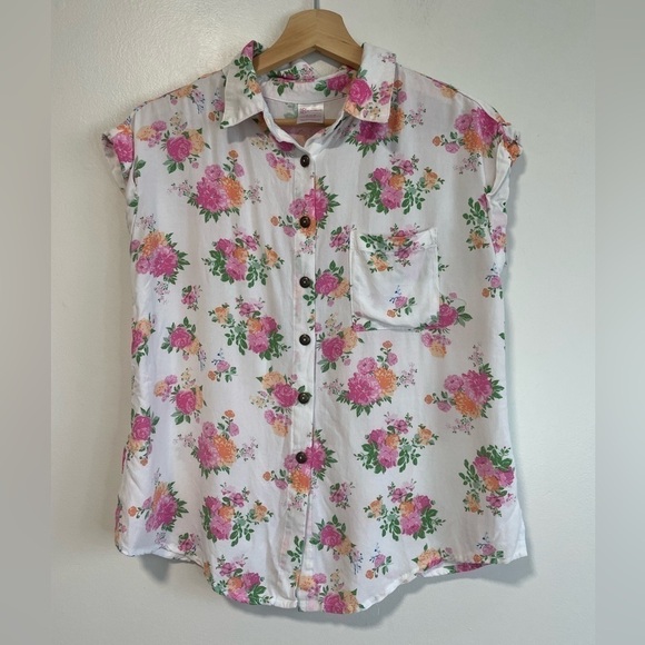 2pc - No Boundaries' Floral Button  Front Shirt with Bralette - Picture 12 of 13